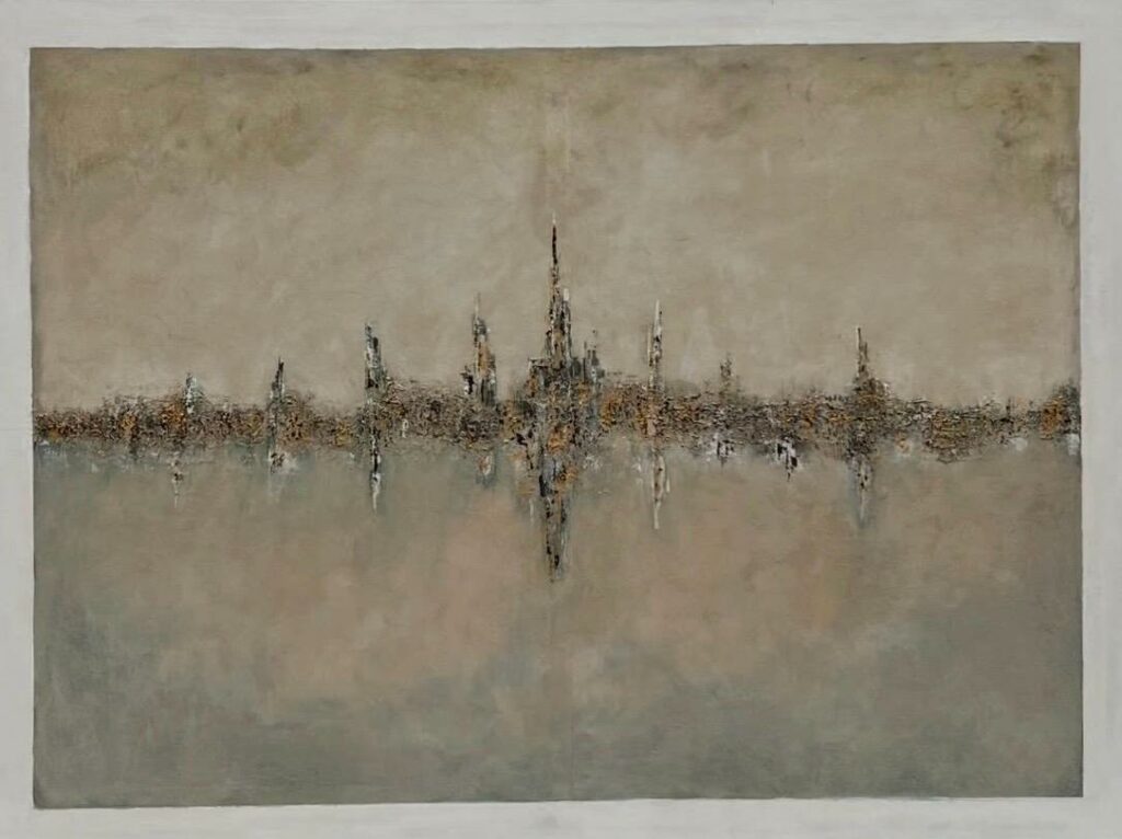 Espejismo - acrílico texturizado sobre lienzo de 120x90 cm, exploración de la percepción entre lo real y lo imaginado, por Olga Silvia García López