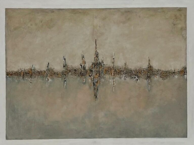 Espejismo - acrílico texturizado sobre lienzo de 120x90 cm, exploración de la percepción entre lo real y lo imaginado, por Olga Silvia García López