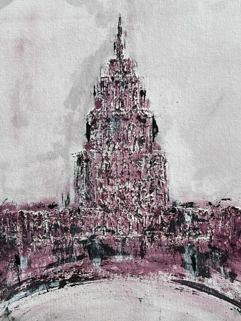 Bruma Atornasolada - detalle de textura - acrílico y vino sobre lienzo - Olga Silvia García López