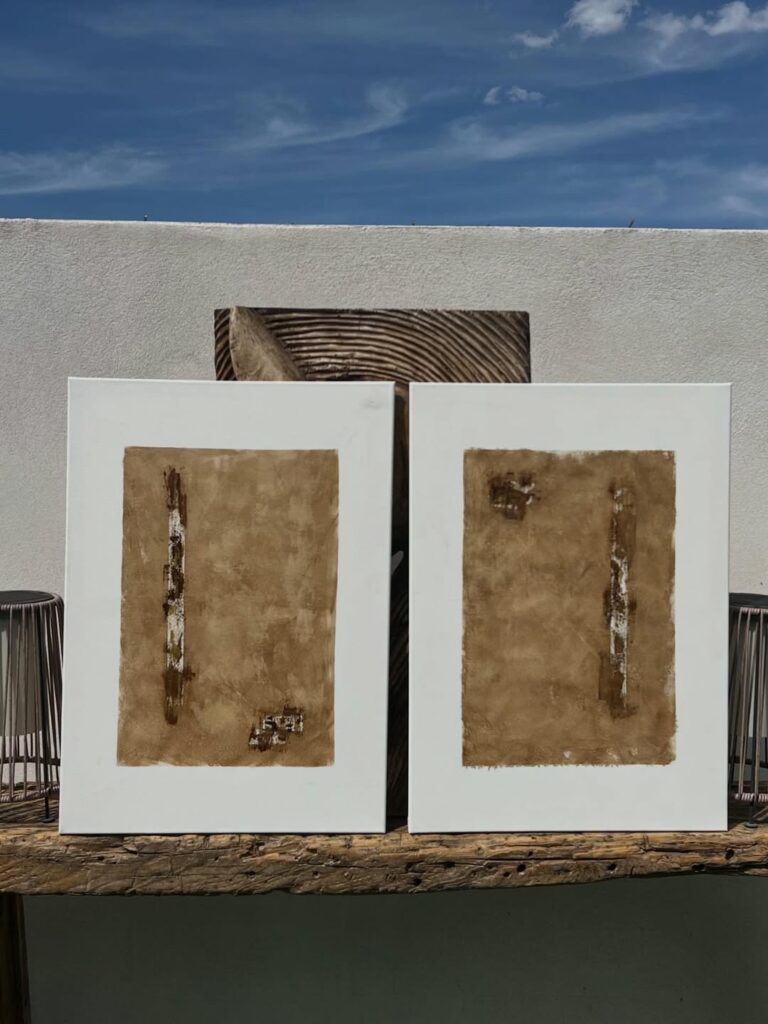 Desgarro II - díptico de acrílico sobre lienzo 50x70 cm, dos piezas que representan la tensión entre la herida y la resiliencia, por Olga Silvia García López