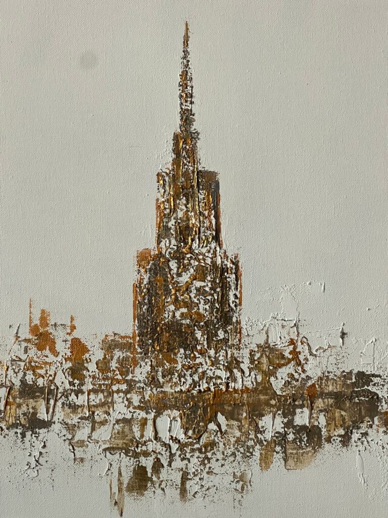 Presencia - acrílico con texturas de 80x60 cm inspirado en la luz y arquitectura de Toledo, por Olga Silvia García López